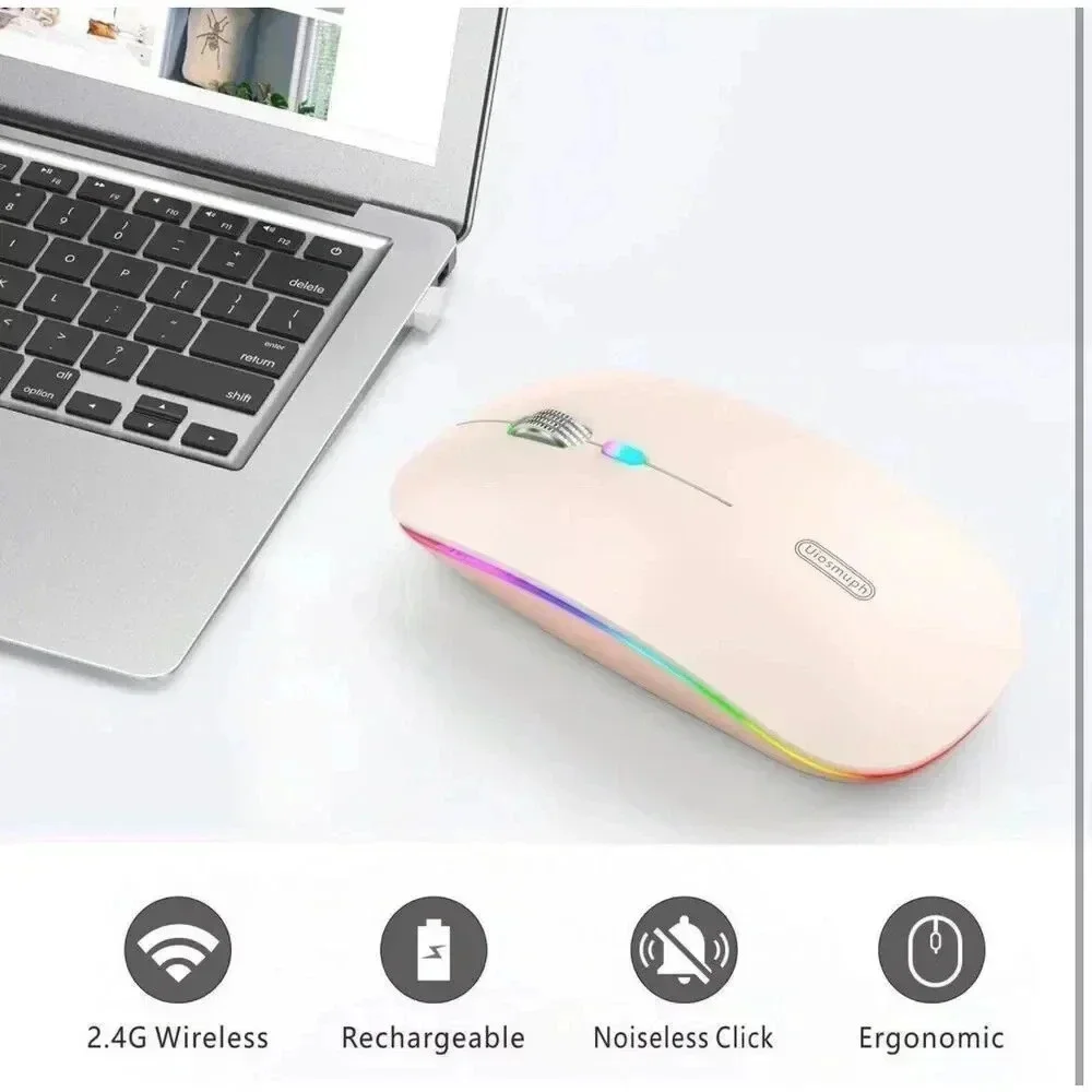 LED Wireless Mouse G12 Slim Rechargeable Silent Mouse 2.4G‎ Portable Optical